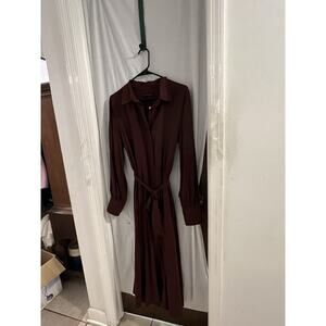 Banana Republic Dark Cherry Ross’s Midi Shirt Dress NWT Sz M Tall